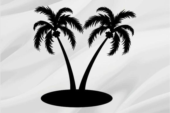 Beach Tree Silhouette Vector Graphics for Crafts