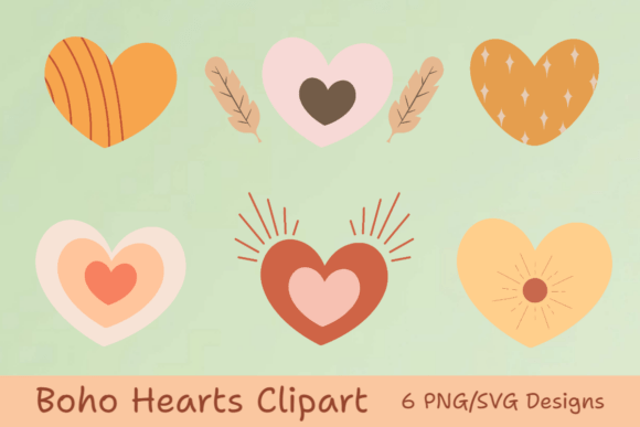 Boho Hearts Clipart for Crafts and Graphics