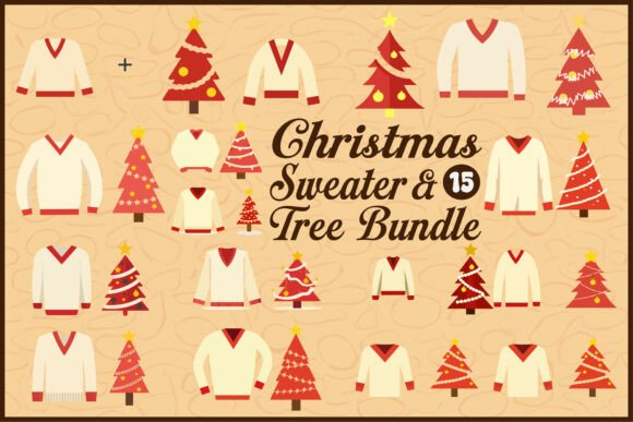 Christmas Sweater Tree Clipart Bundle: Graphics & Crafts for Holiday Branding