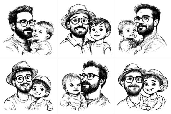 Dad Father Papa Line Art Graphics for Crafts