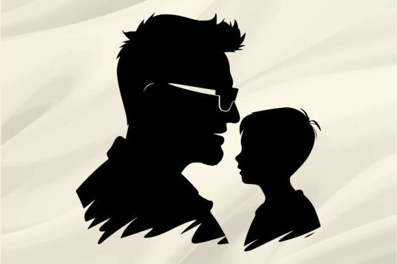 Father and Son Silhouette Vector Graphics