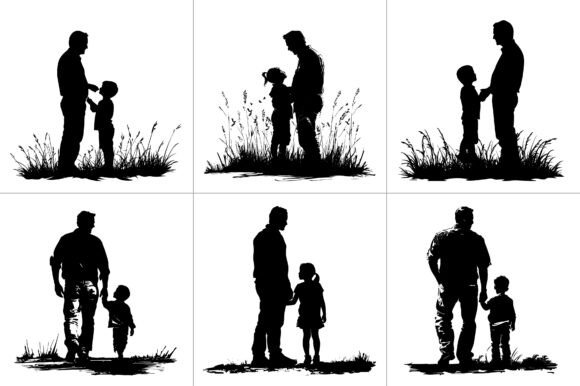 Father Son Daughter Silhouette Craft Graphics