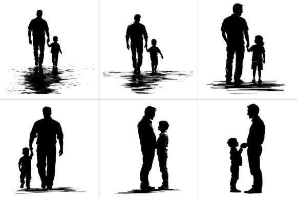 Father Son Silhouette Clipart: Graphics for Crafts