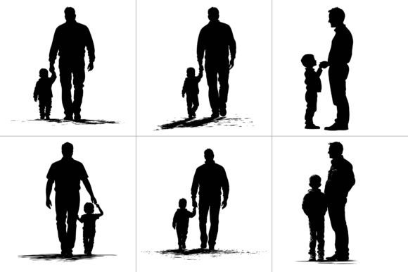 Father Son Silhouette Vector Graphics and Crafts