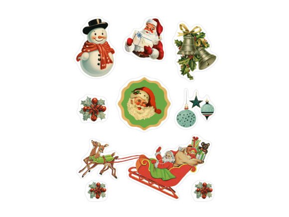 Fun Vintage Christmas Stickers Graphics and Crafts