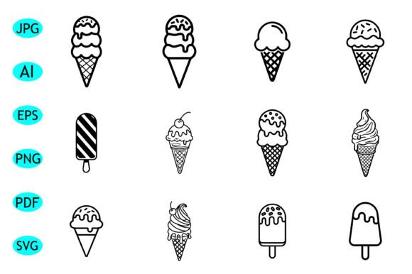 Ice Cream Icon Set Bundle: Graphics for Crafts & Local Business