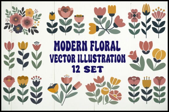 Modern Floral Vector Illustration for Crafts and Graphics