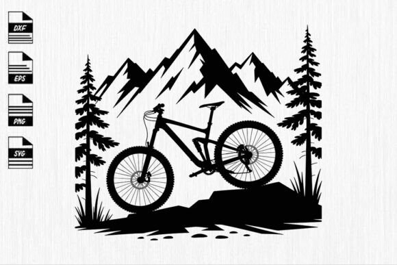 Mountain Biker Adventure Silhouette Graphics and Crafts