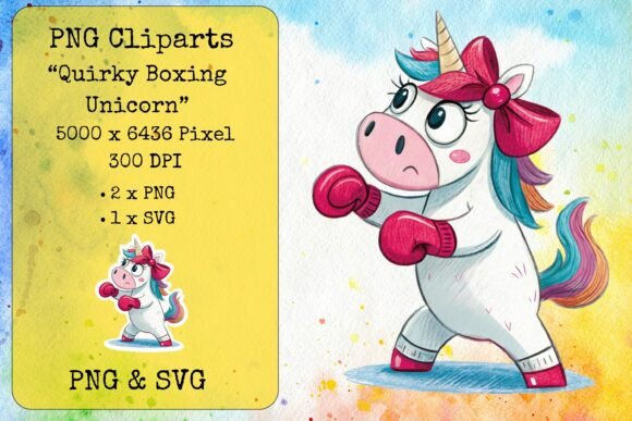 Quirky Boxing Unicorn 4 – Graphics & Crafts