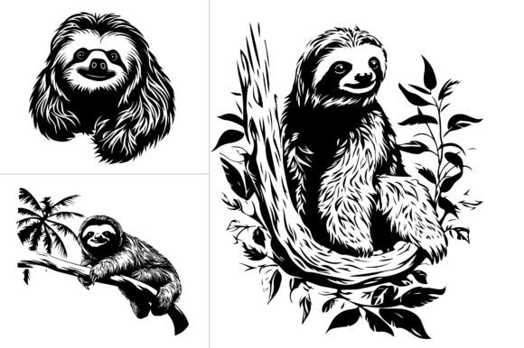 Sloth Graphics for Crafts and Branding