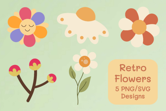 Soft Retro Floral Clipart Bundle: Graphics for Crafts