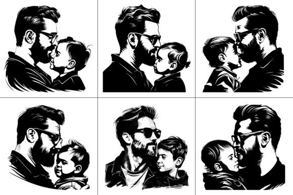 Son Dad Silhouette Clipart: Graphics for Crafts & Content