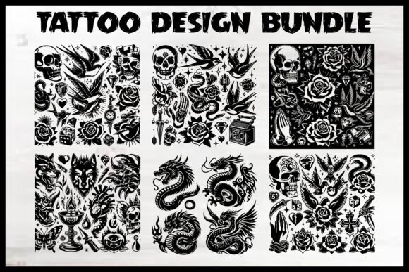 Tattoo Design T-Shirts, Stickers Bundle