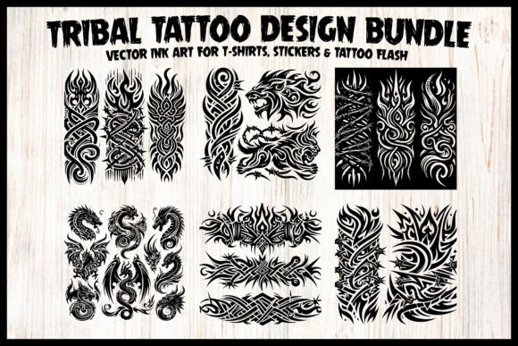 Tribal Tattoo Design Stickers and Bundle