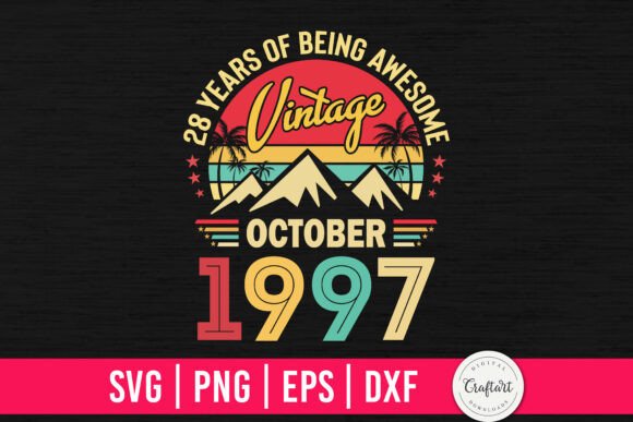 Vintage 1997 October 28th Birthday Graphics & Crafts