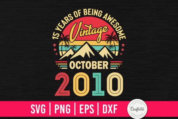 Vintage 2010 October 15th Birthday Graphics